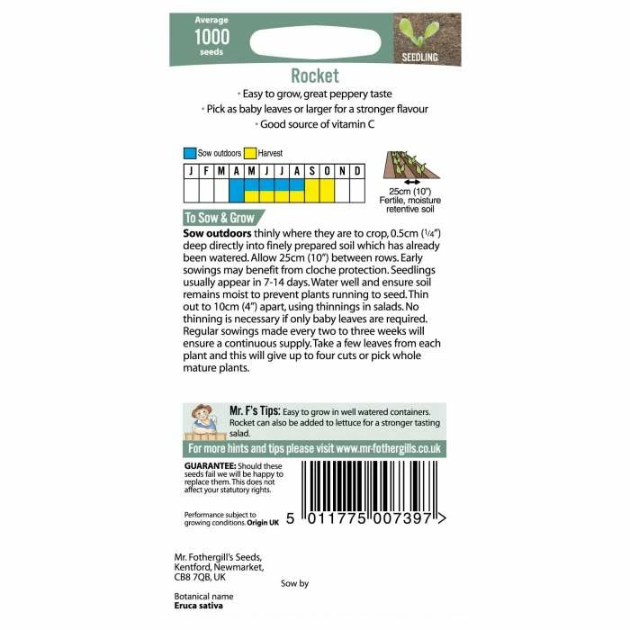 Rocket Seeds | Eruca Sativa | By Mr Fothergills - Image 3